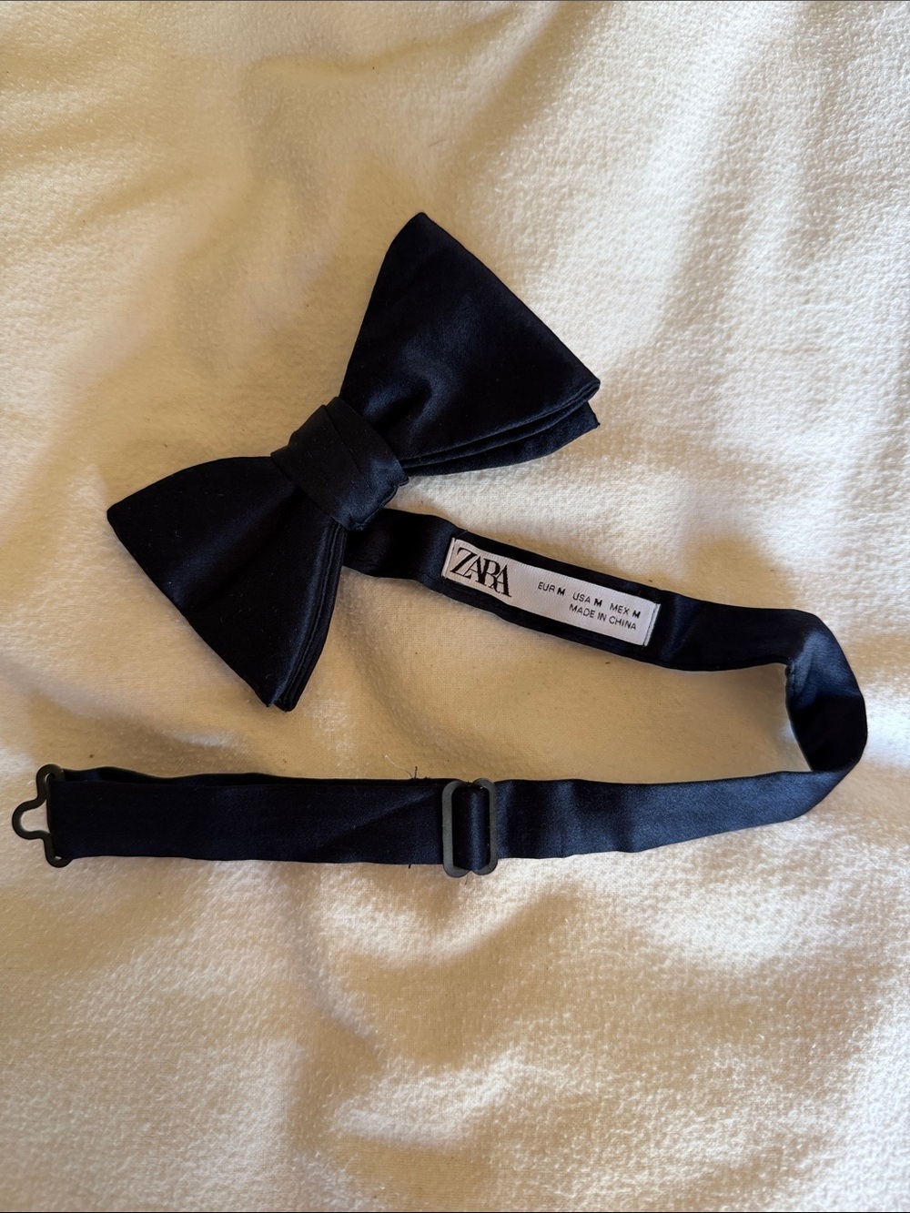 Zara Black Satin Pre-Tied Bow Tie